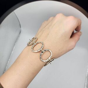 Sterling Silver Minimalist Modernist Looped Toggle Bracelet